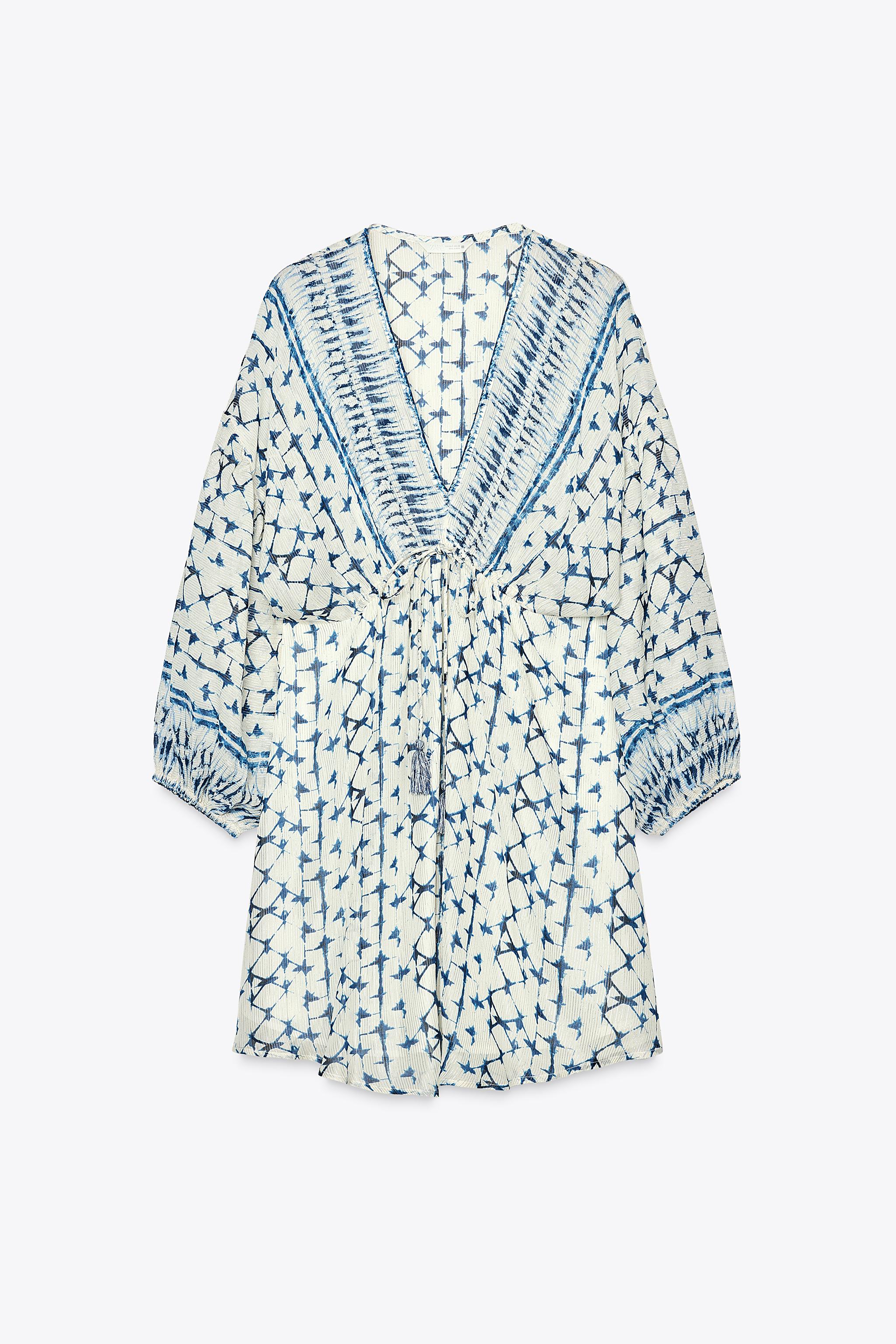 METALLIC THREAD PRINT DRESS - ecru-white | ZARA United States