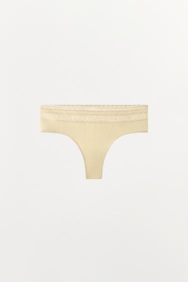 CULOTTE POINTELLE ET DENTELLE - Écru de Zara