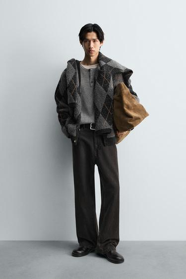 ÁO CARDIGAN VẢI JACQUARD HỌA TIẾT HÌNH THOI - Màu đen từ Zara - Hình ảnh 0