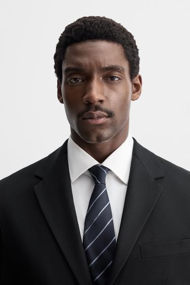 100% SILK STRIPE TIE - Navy blue by Zara