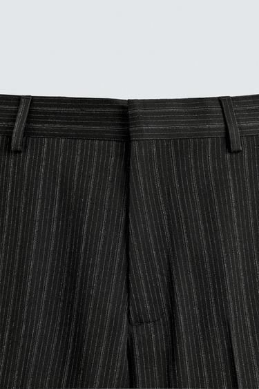 PINSTRIPED SUIT TROUSERS - Black by Zara - Image 7