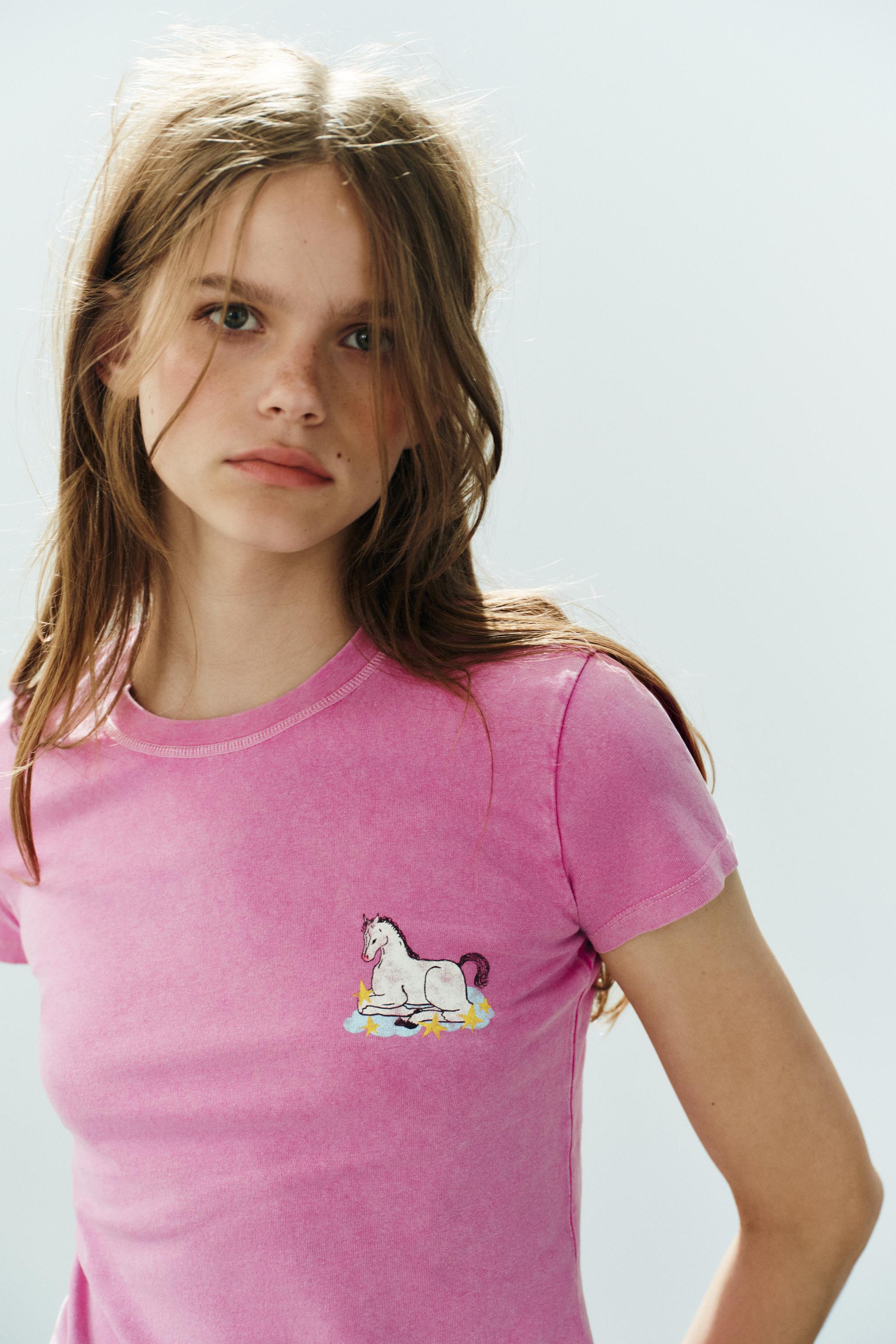 Женские футболки Zara FIORENZA ART WASHED T-SHIRT — фото 3