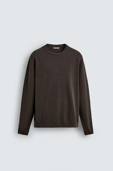 TEXTURED COTTON JUMPER - Chocolate by Zara