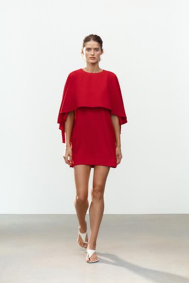 ROBE COURTE CAPE ZW COLLECTION - Rouge de Zara