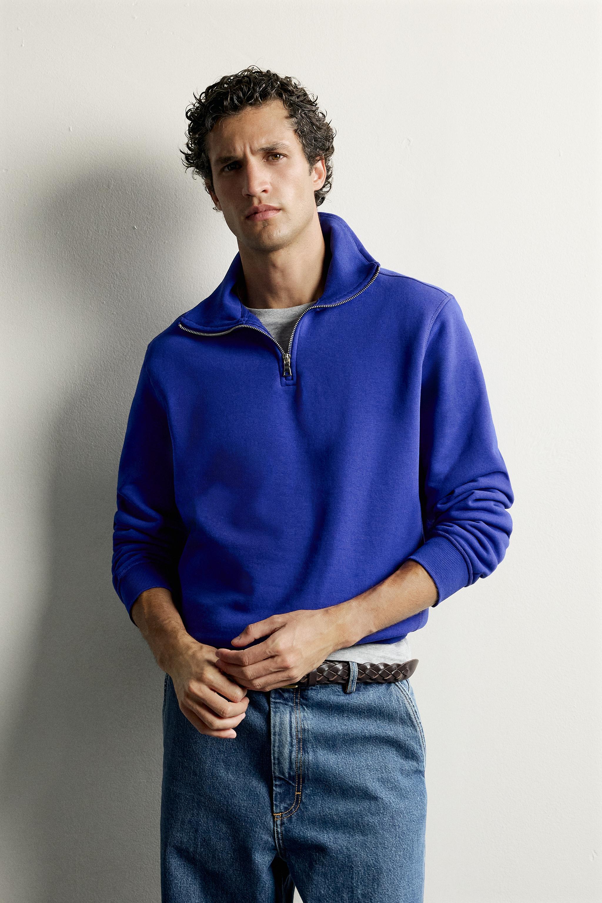 Zara FERMUARLI DİK YAKA REGULAR FIT SWEATSHIRT görsel 6