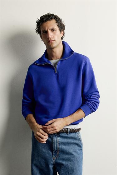 BASIC QUARTER-ZIP SWEATSHIRT — Bluish 2
