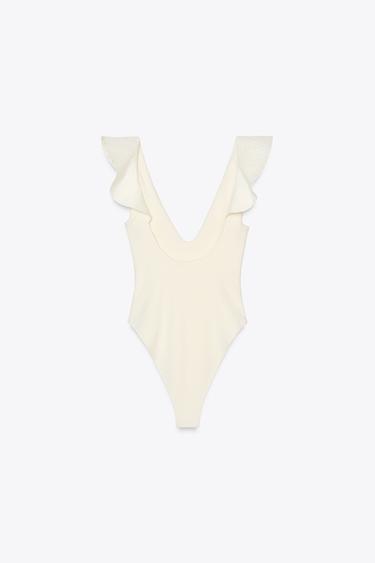 BODY BIMATIÈRE À VOLANTS - Écru de Zara - Image 8