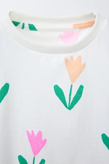 ENSEMBLE DE JOGGING T-SHIRT ET LEGGING DE CYCLISTE IMPRIMÉ - Écru de Zara - Image 2