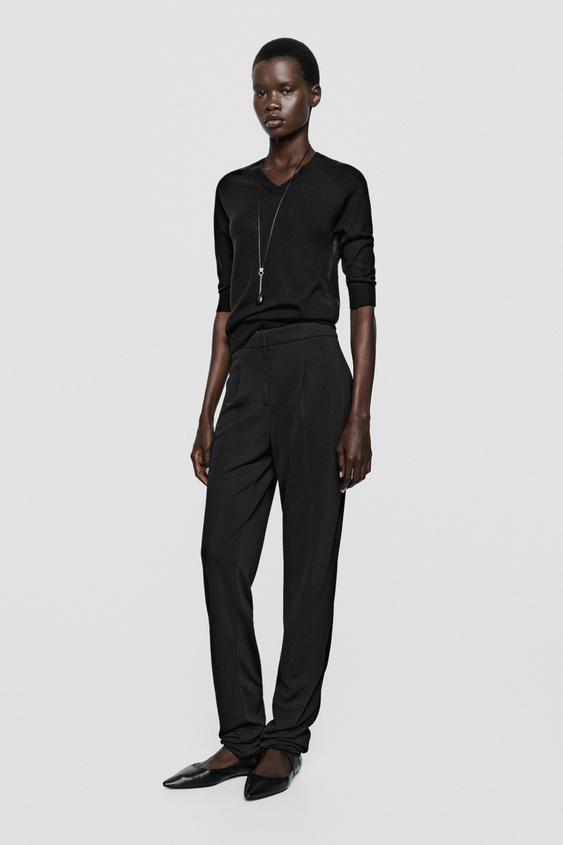 Pantalón fluido slim fit - LIMITED EDITION - Negro de Zara - Imagen 0