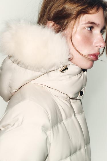 WATER-REPELLENT WINDPROOF HOODED DOWN PUFFER JACKET - Ecru by Zara - Image 6