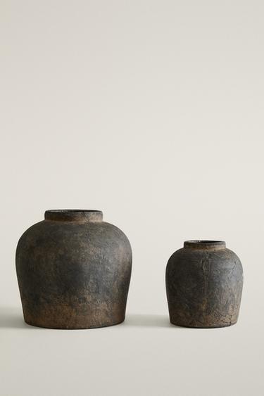 Zara CERAMIC VASE WITH DISTRESSED TEXTURE - Black