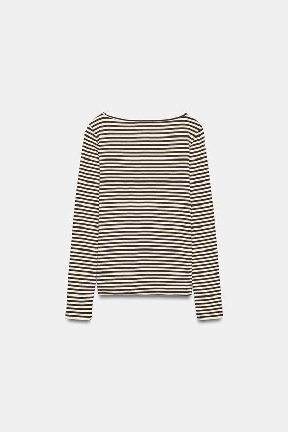 BOAT NECK T-SHIRT - striped by Zara - Image 7