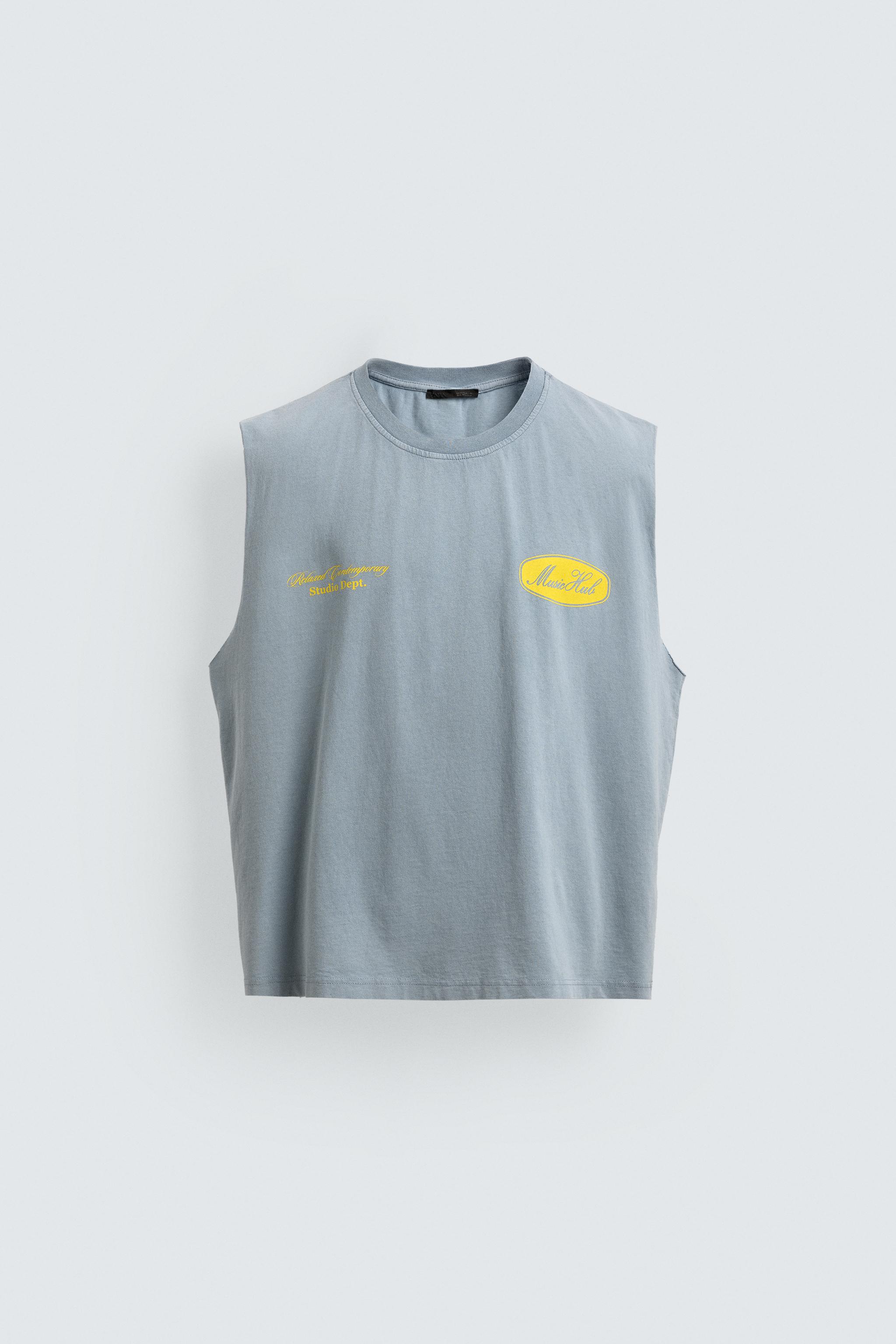 ウォッシュドタンクトッププリント - ライトブルー | ZARA Japan / 日本