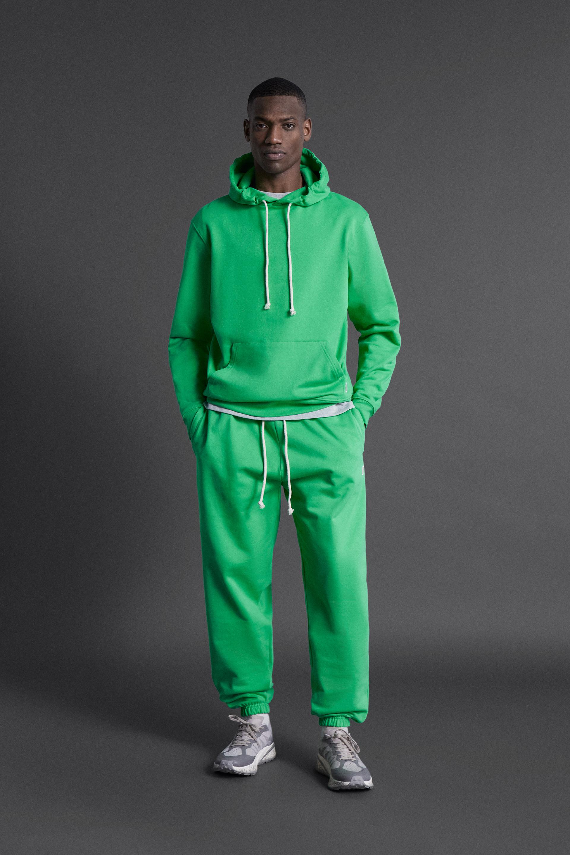 zara green hoodie mens