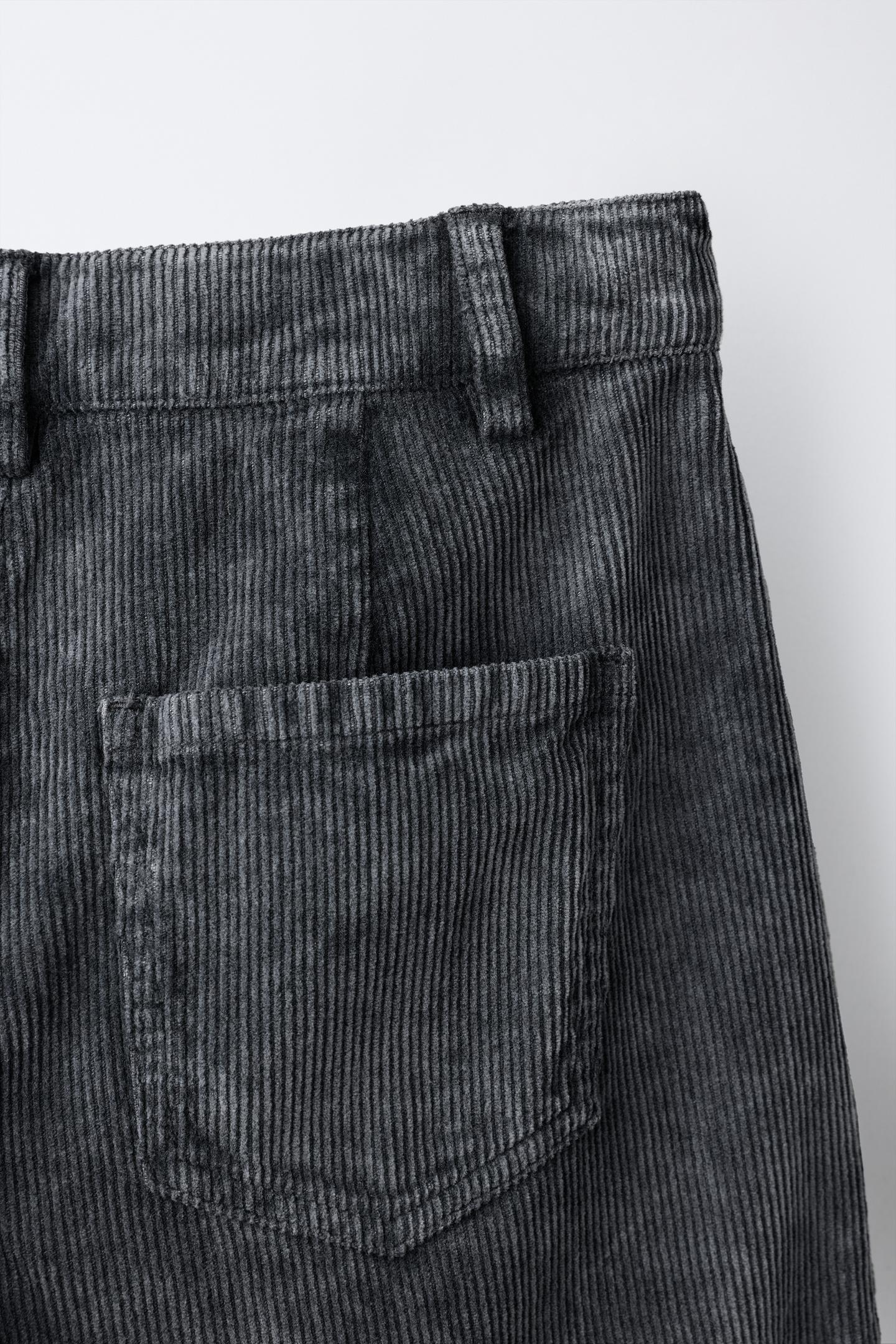 Детские юбки Zara Long Corduroy Cargo Bermudas, цвет: Серый — фото 4