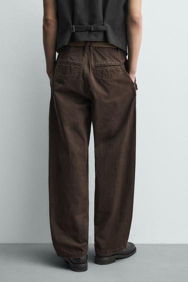 RELAXED FIT TROUSERS WITH BIB POCKET - Brown by Zara - Image 2