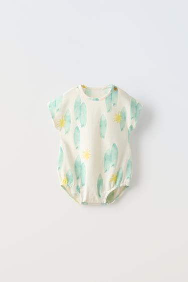 SURFBOARD PRINT BODYSUIT - Light ecru by Zara - Image 0