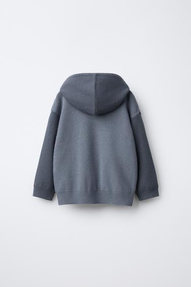 KNIT SWEATER WITH HOOD - Blue marl by Zara