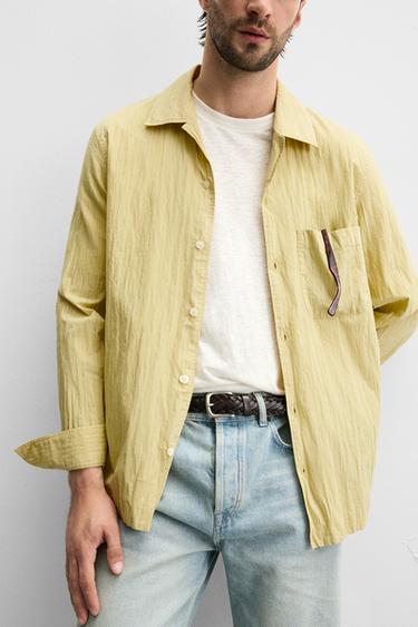 CONTRAST STRIPED SHIRT - Lime by Zara - Image 6