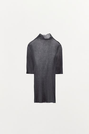 TOP À COL MONTANT - Gris foncé de Zara - Image 3