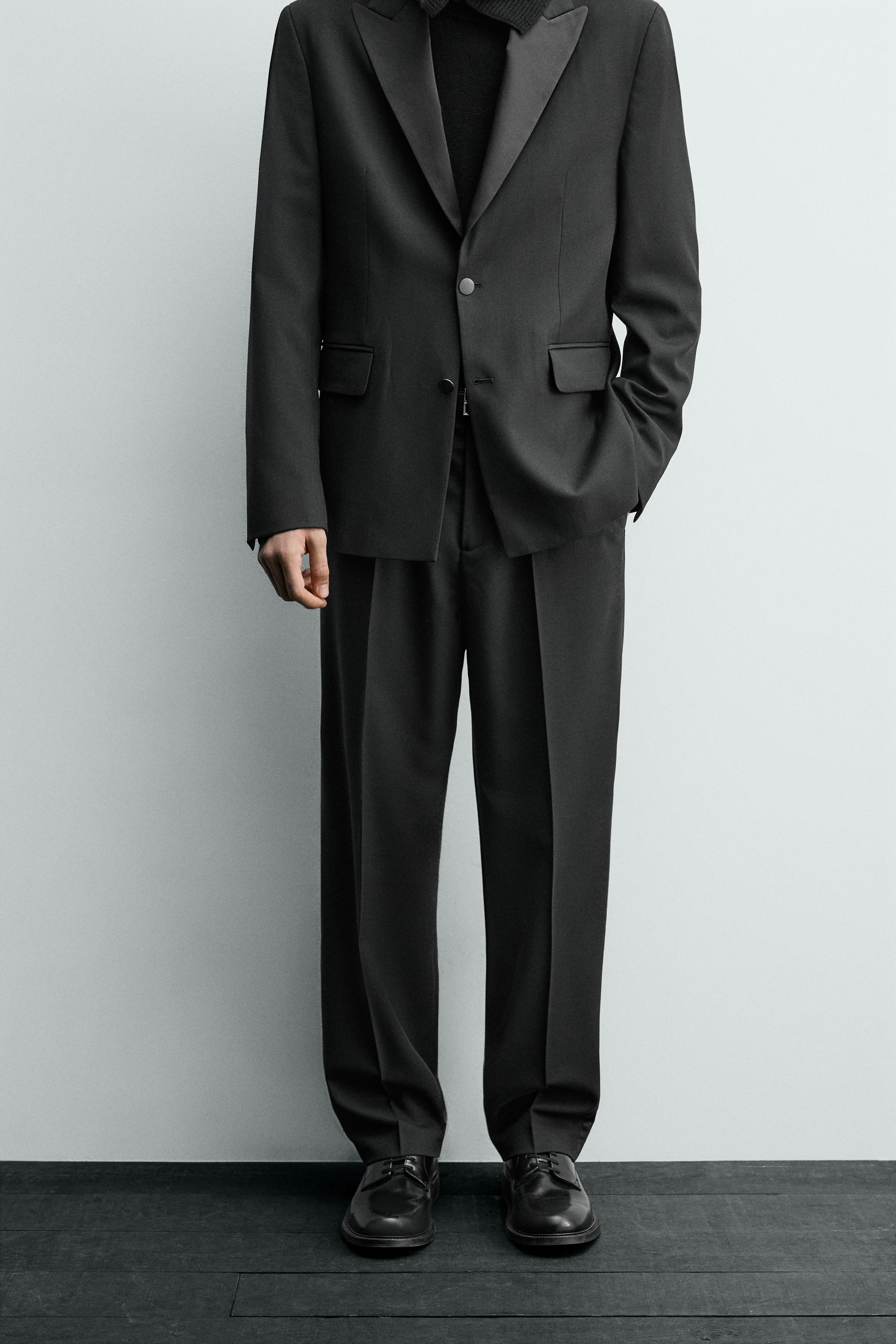 WOOL TUXEDO SUIT PANTS - Black | ZARA United States