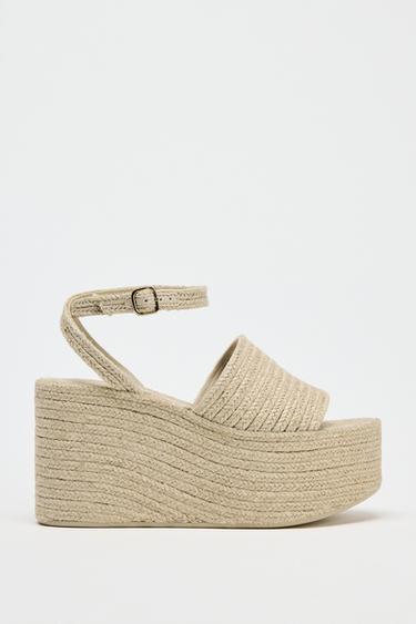 JUTE PLATFORM WEDGES - Light beige by Zara