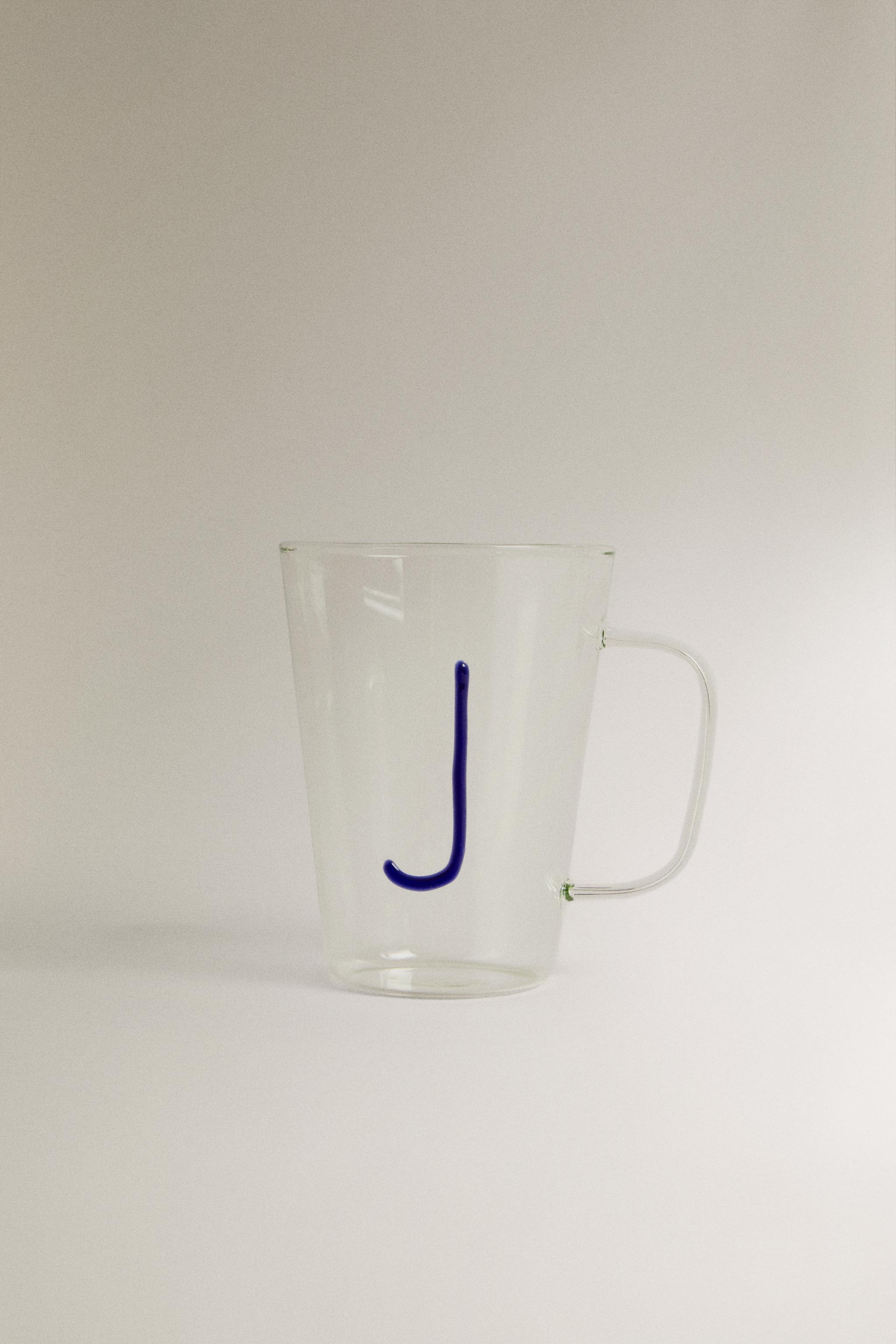 BOROSILICATE MUG WITH INITIAL J — Cobalt
