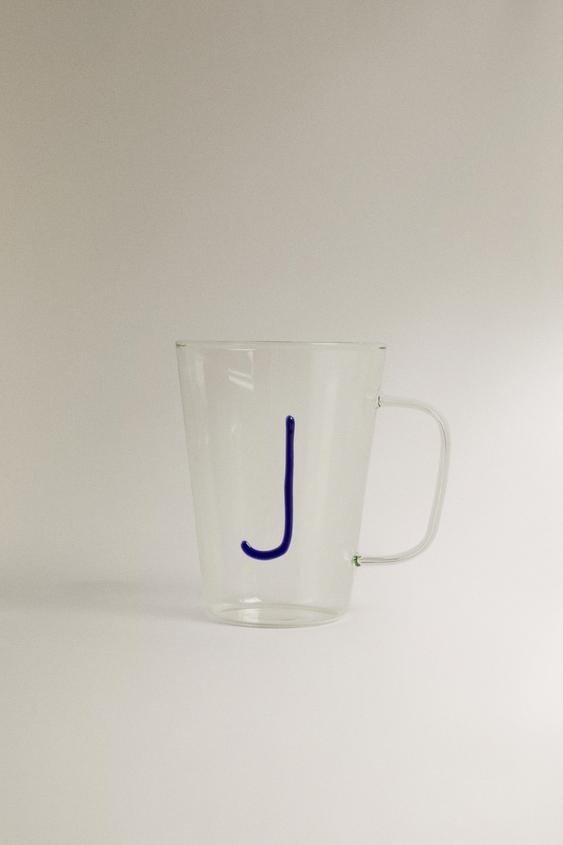 CANECA DE BOROSSILICATO COM INICIAL J - Cobalto da Zara - Imagem 0