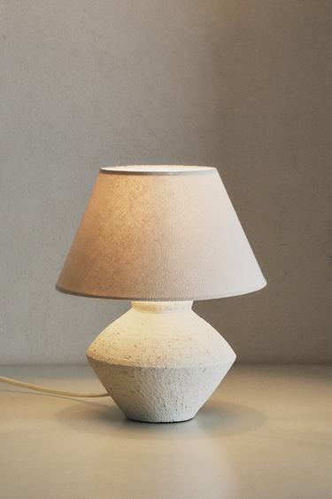 SMALL TABLE LAMP WITH EARTHENWARE BASE - Ecru by Zara