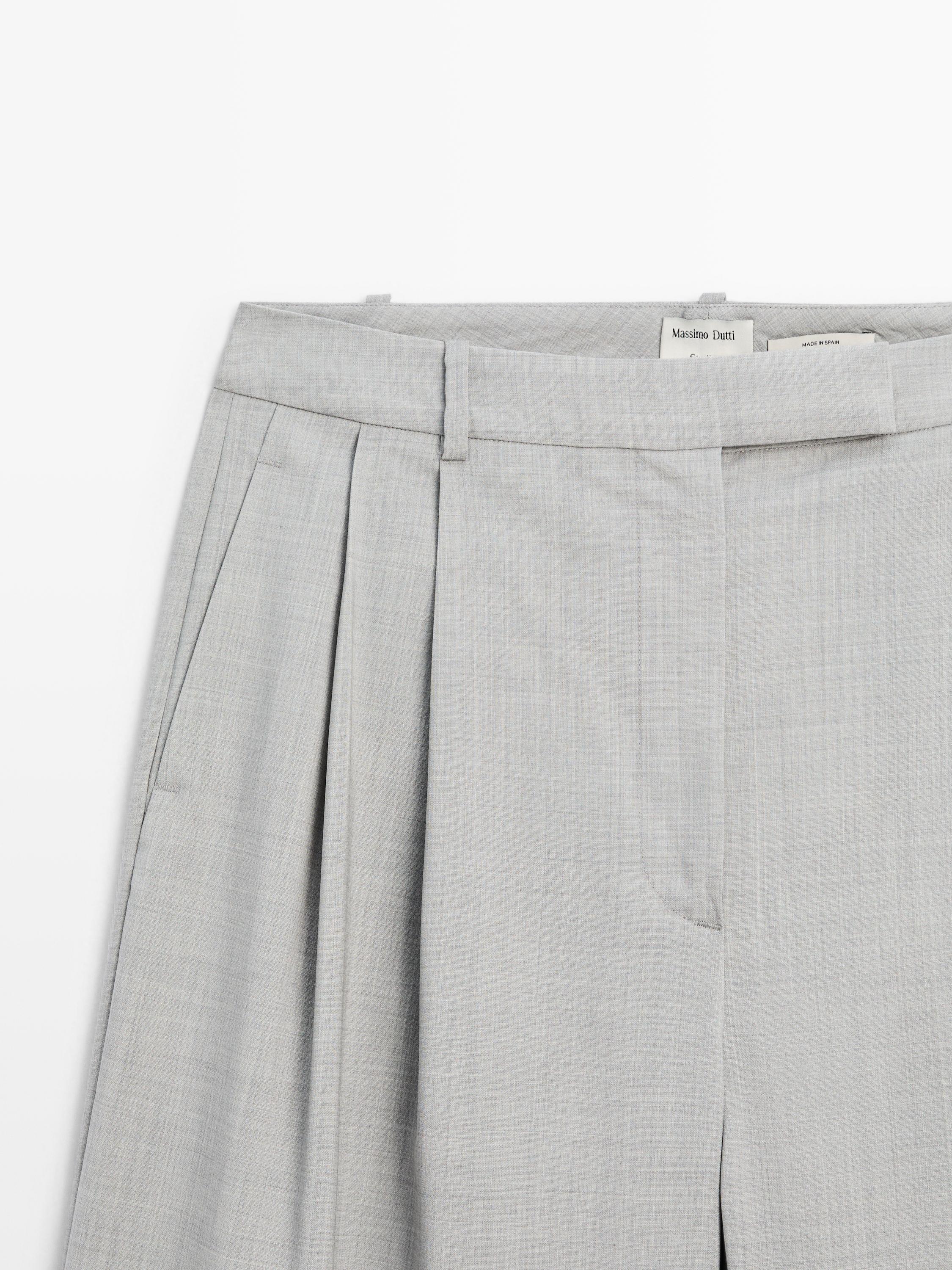 100% wool wide-leg trousers with darts - STUDIO