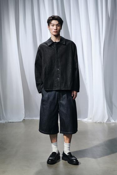 RELAXED FIT DENIM OVERSHIRT - Blue by Zara