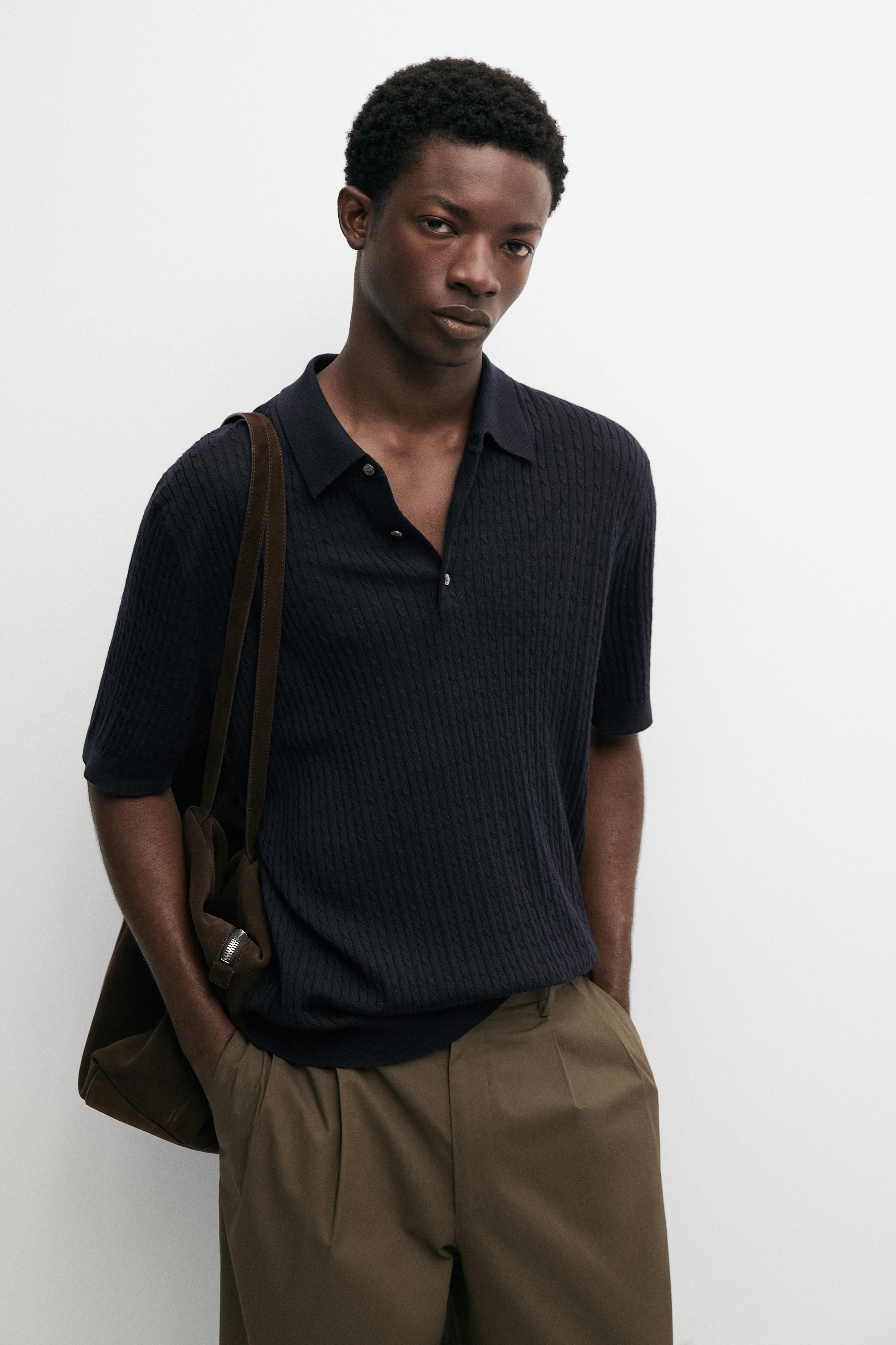 Pull polo en maille de laine mérinos