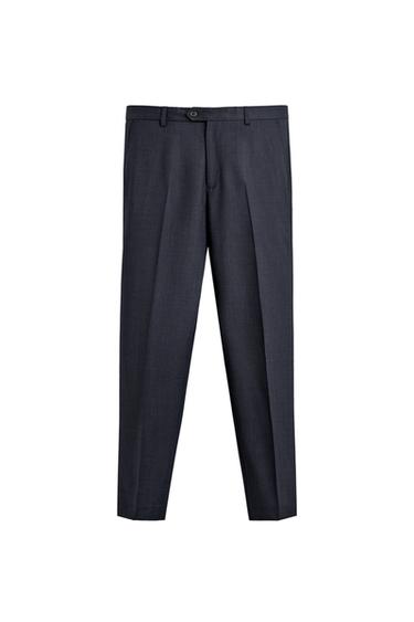 REGULAR FIT 100% WOOL TEXTURED SUIT TROUSERS - Navy blue by Zara