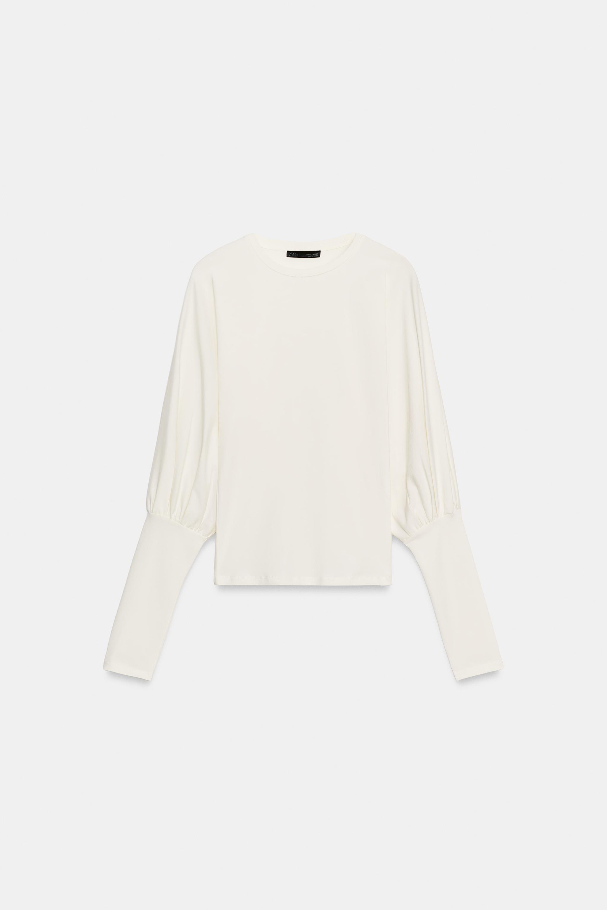 PUFF SLEEVE T-SHIRT — Oyster-white
