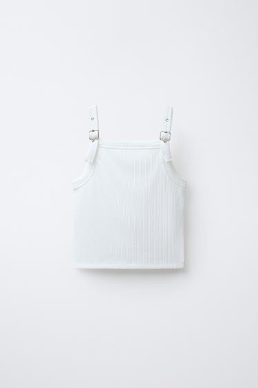 T-SHIRT CÔTELÉ À BOUCLES - Écru de Zara