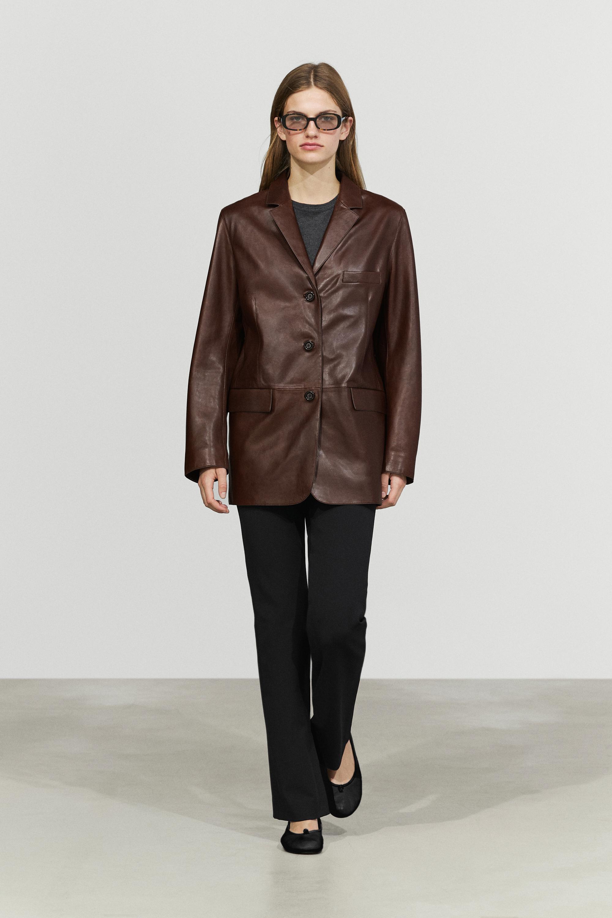 Blazer en cuir nappa avec poches