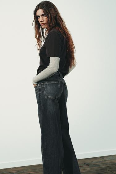 JEAN TRF WIDE LEG TAILLE HAUTE CROISÉE - Gris anthracite de Zara - Image 6