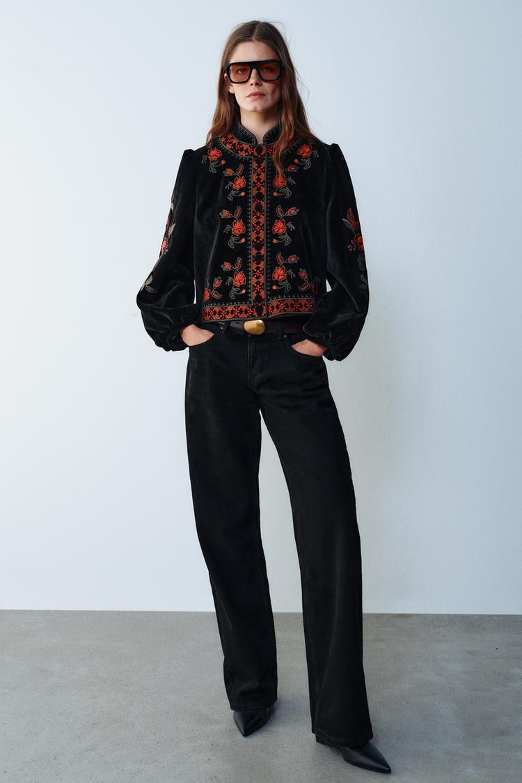 Zara Embroidered velvet jacket