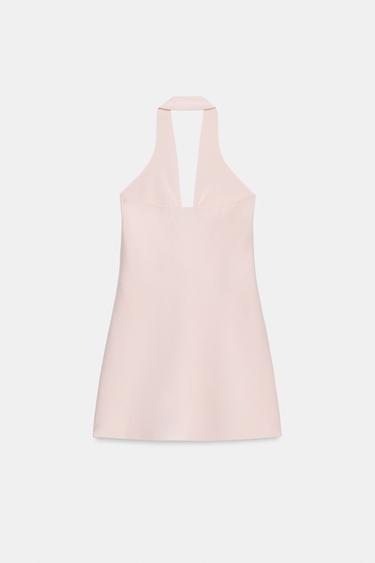 ROBE COURTE EN MAILLE AVEC ACCESSOIRE DORÉ - Rose pâle de Zara - Image 5