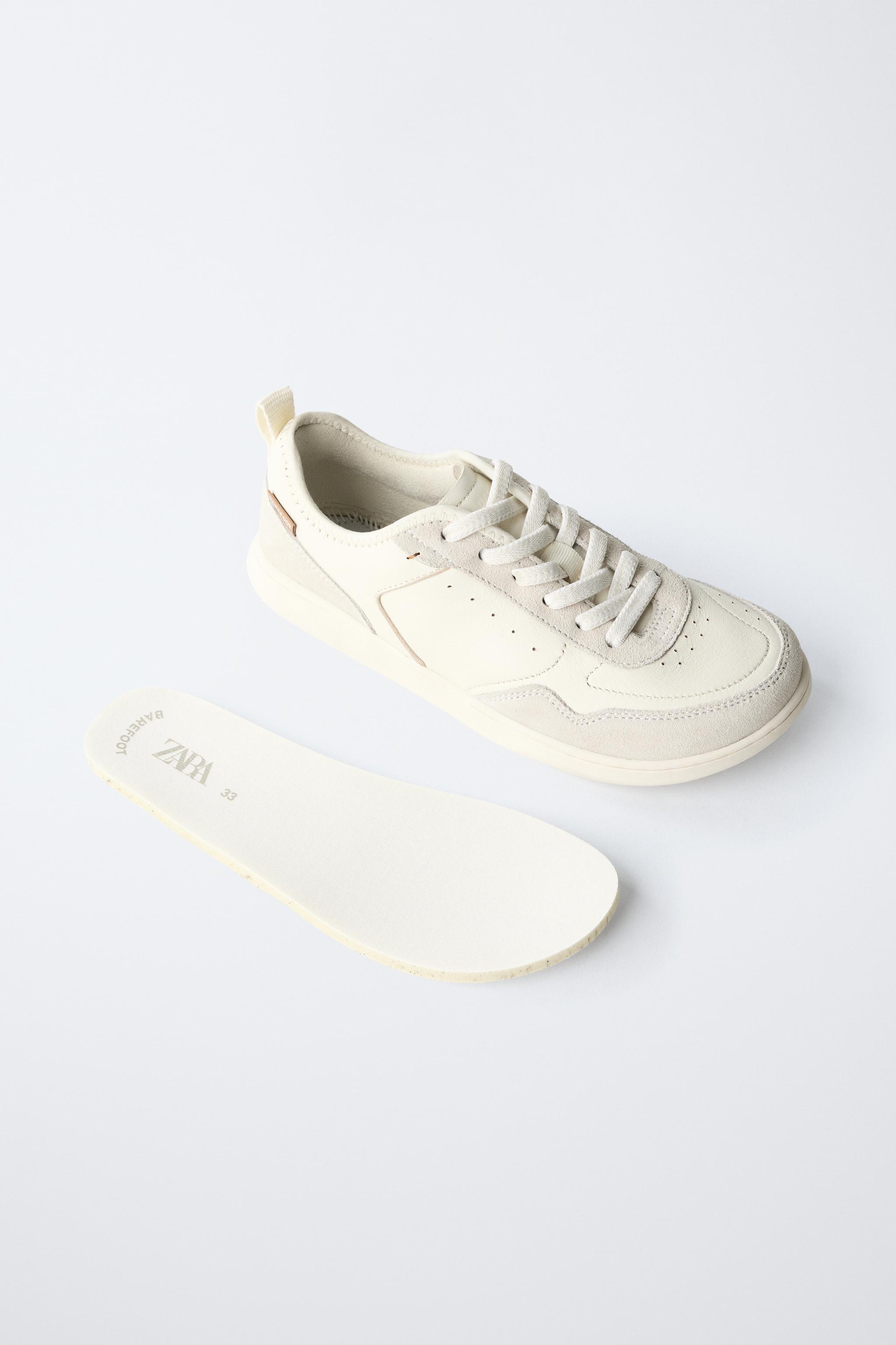 Zapatillas Blancas Zapatos De Mujer Marca Zara BAMBA PIEL BAREFOOT