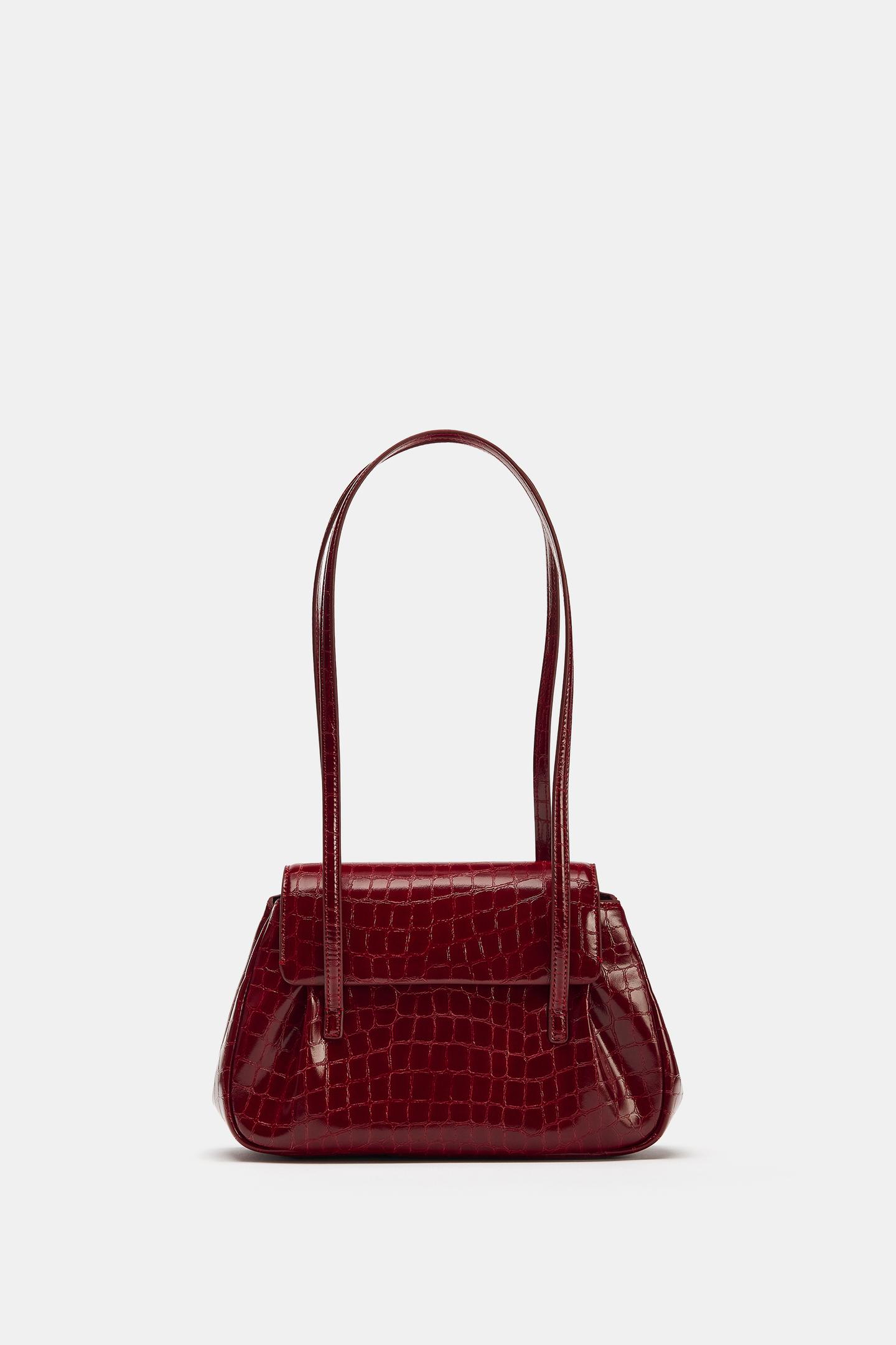 Женская сумка Zara Textured Shoulder, цвет: Красный