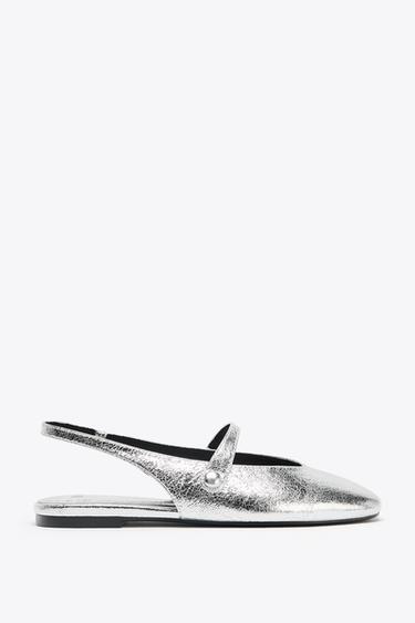 БАЛЕТКИ С МЕТАЛЛИЧЕСКИМ БЛЕСКОМ — СЕРЕБРИСТЫЙ от Zara