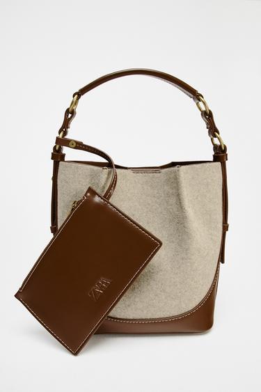 SAC SEAU SURPIQUÉ - Marron foncé de Zara - Image 3