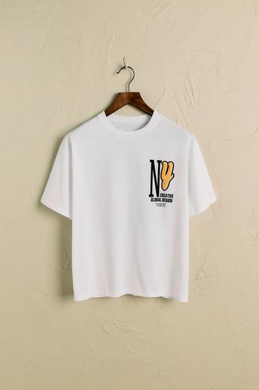 T-SHIRT WITH RAISED NY PRINT - White by Zara