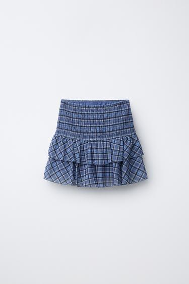 SAIA XADREZ ESTAMPADA - Azul da Zara