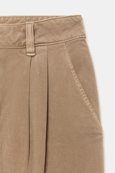 Z1975 WIDE-LEG MID-WAIST JEANS WITH PLEATS - Light camel by Zara - Image 4