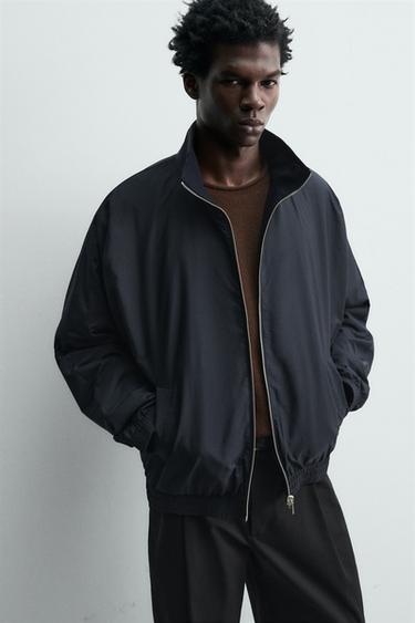 REVERSIBLE WOOL - CASHMERE BOMBER JACKET - Dark navy by Zara - Image 5