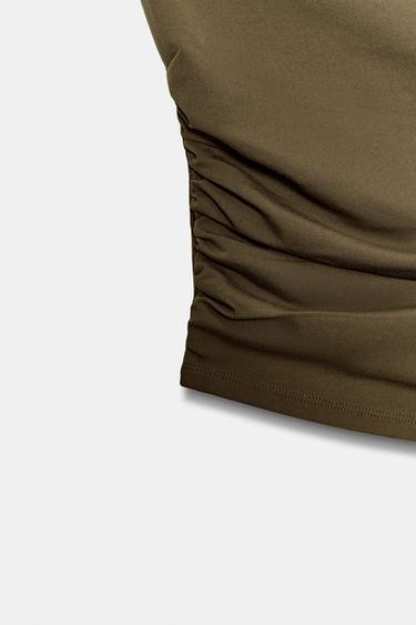 TOP BANDEAU DRAPÉ TEXTURÉ - Kaki de Zara - Image 6