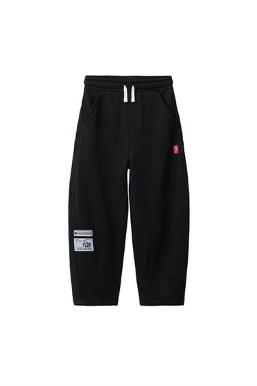 Zara BARREL PANTS WITH LABEL - Black