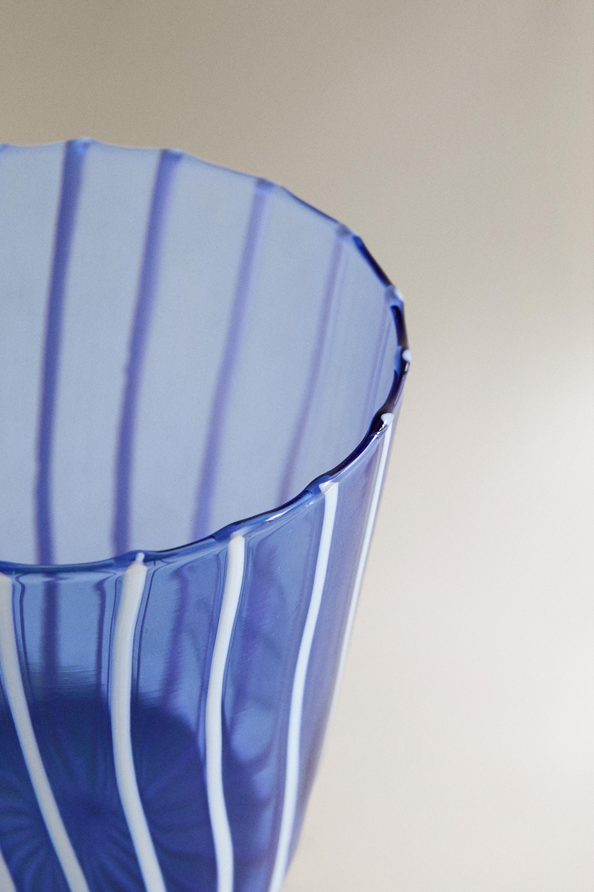 ストライプ ボロシリケイトガラスコップ - ブルー | ZARA Japan / 日本